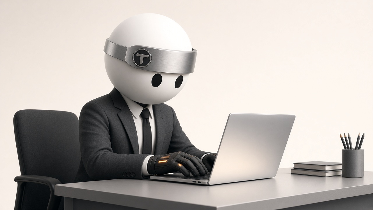 Agent Desk agent investigating at a laptop